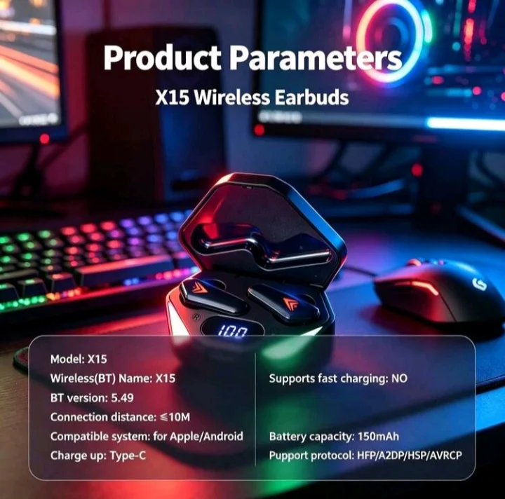 سماعات أذن بلوتوث X15 كلاسيك للألعاب