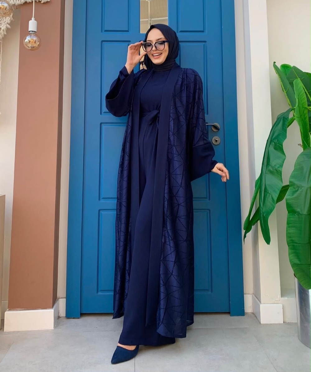 عباية قطعتين افرهول  كحلي