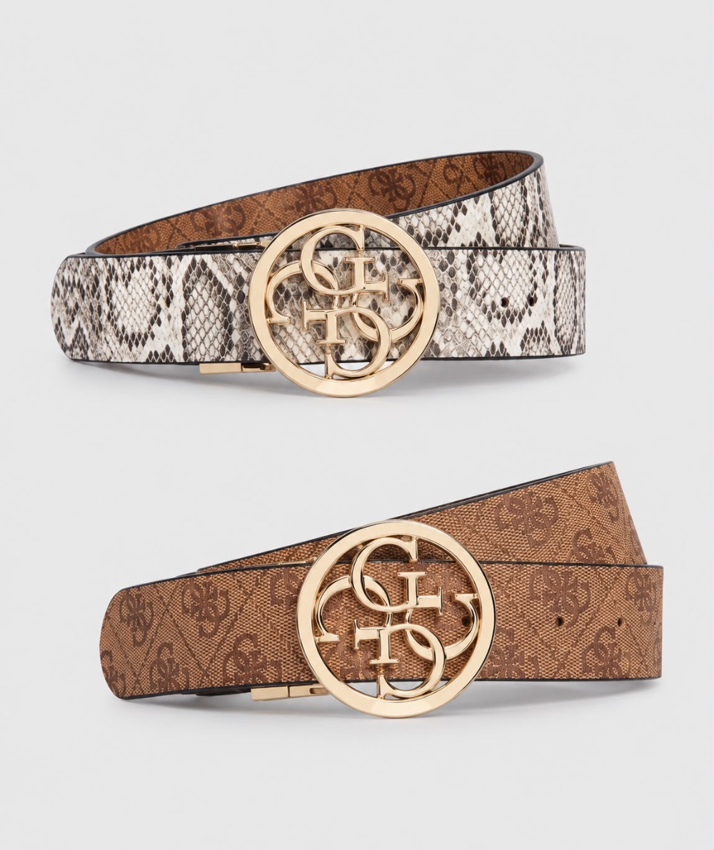 GUESS Belt  وجهين بنقشة جلد الثعبان و لوغو