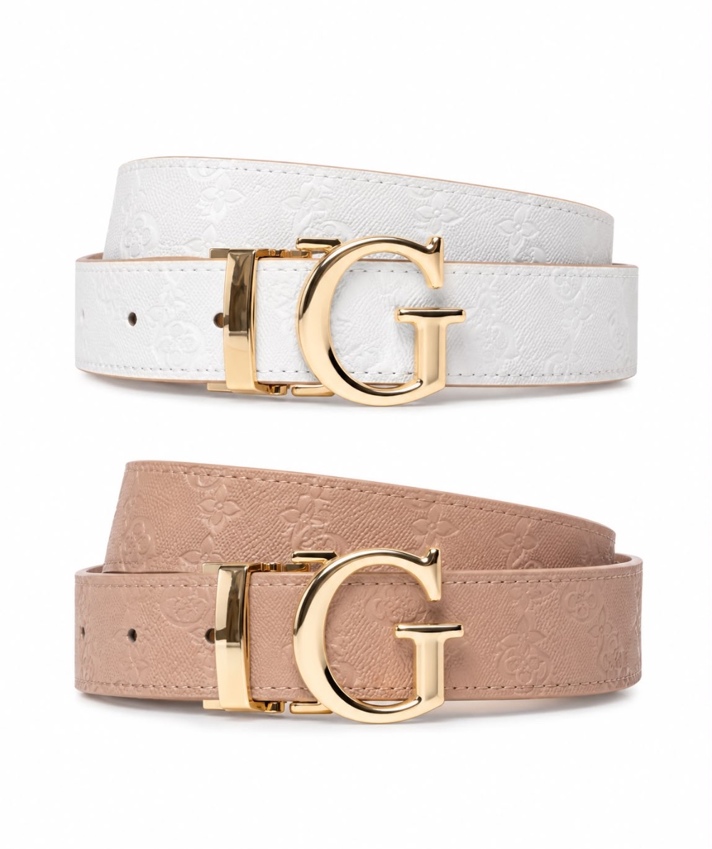 GUESS Belt وجهين زهري وابيض